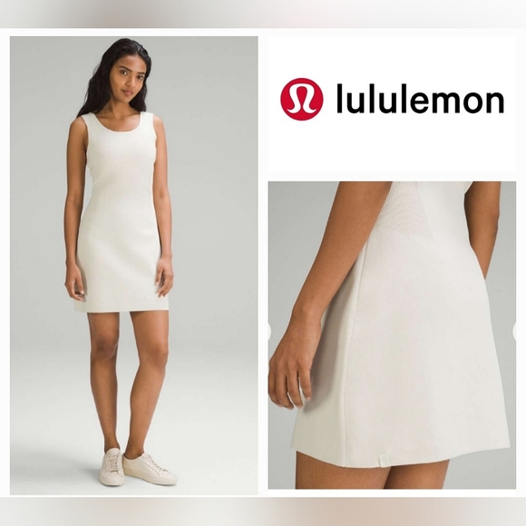 Lululemon Tight-Fit Knit Tank Dress in Bone Sz S-M Retail $158 - Picture 1 of 15